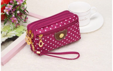 Canvas handbags handbags Korean version of the three-zipper multi-layer wallet hand bag packet phone change Cjdropshipping