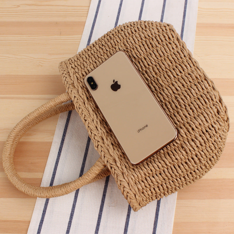 Hand-Woven Bags, A New Korean Vversion Of Handmade Straw Woven Bags, Holiday Beach Woven Handbags, Leisure Cjdropshipping