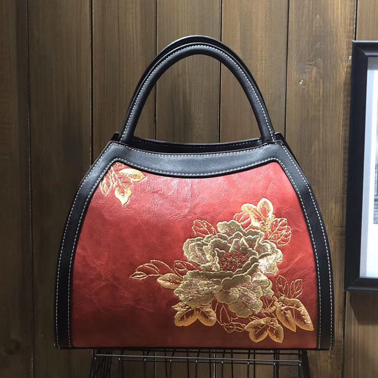 Chinese Style Embroidery Luxury Handbag Pu Leather Large Capacity Shoulder Bags Cjdropshipping