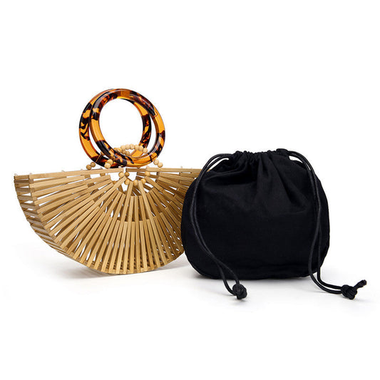 Bamboo Acrylic Hollow Woven Beach Bag eprolo