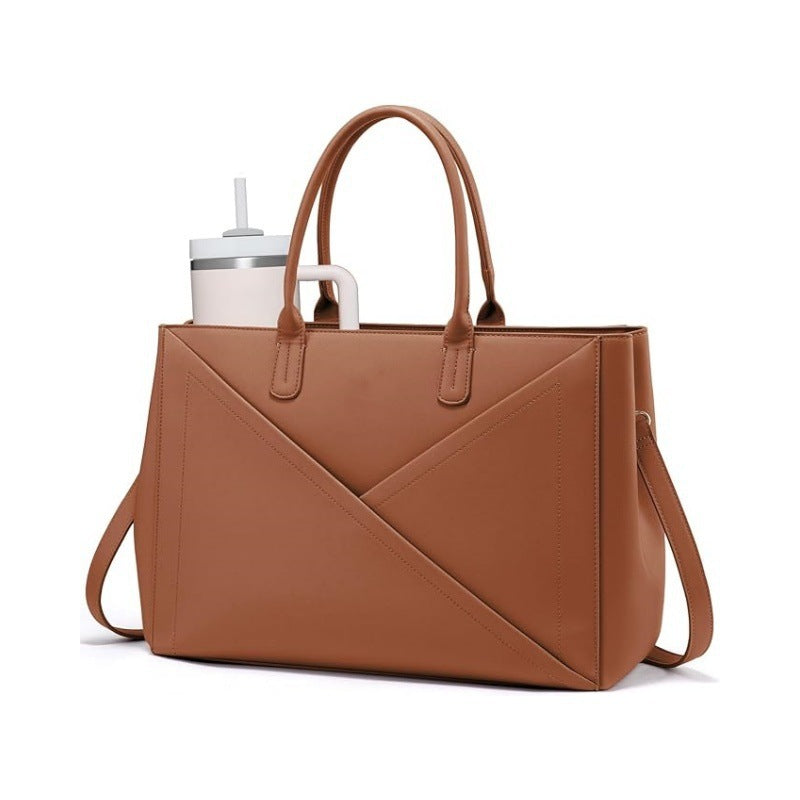 Ladies' notebook, tote bag with large cup holder, 15.6-inch PU leather work bag Hypersku
