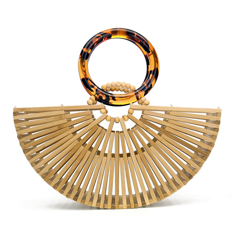 Bamboo Acrylic Hollow Woven Beach Bag eprolo