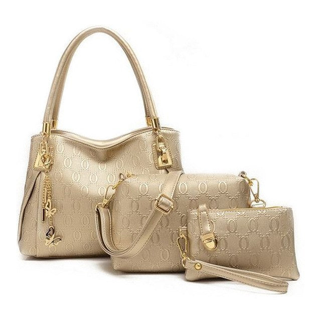 3-Piece PU Handbag Set - Tote, Messenger & Purse eprolo