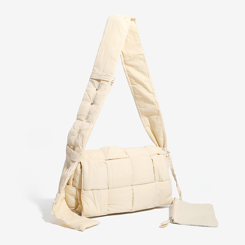 Trendy commuting crossbody bag, sponge woven large-capacity single-shoulder bag, casual pillow bag Hypersku