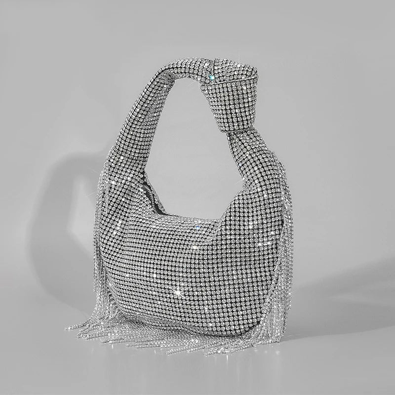 Fashion Tassel Rhinestone Women Handbags Designer Knotted Handle Hand Bags Luxury Diamonds Evening Party Purses Lady Clucth Bags eprolo