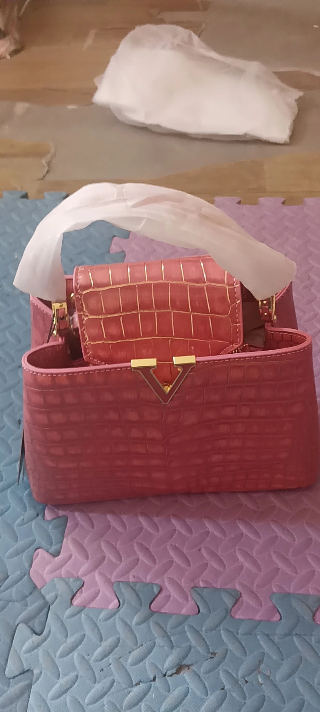 Crocodile Print Leather Shoulder Bag eprolo