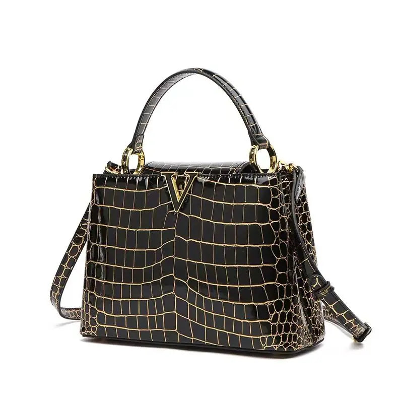 Crocodile Print Leather Shoulder Bag eprolo