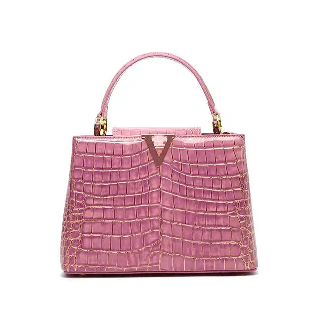 Crocodile Print Leather Shoulder Bag eprolo