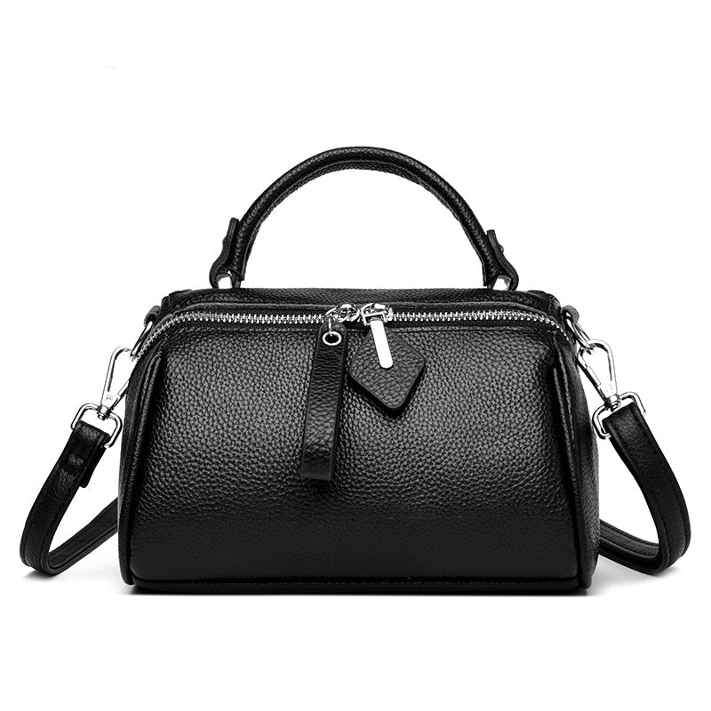 Genuine leather women's bag, Boston bag, commuter handbag, top layer cowhide crossbody bag, versatile Hypersku