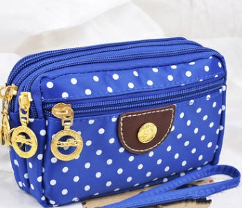 Canvas handbags handbags Korean version of the three-zipper multi-layer wallet hand bag packet phone change Cjdropshipping