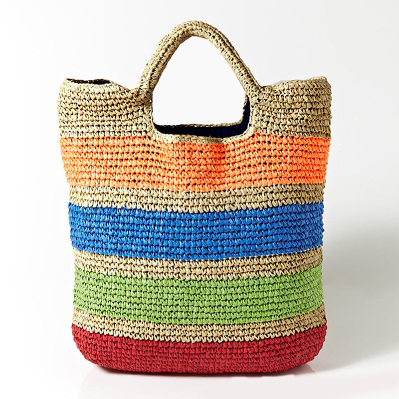 Crochet Colorful Straw Beach Tote eprolo