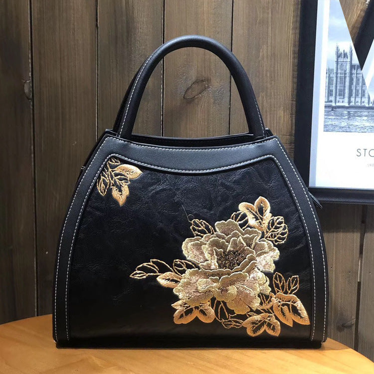 Chinese Style Embroidery Luxury Handbag  Pu Leather Large Capacity Shoulder Bags Cjdropshipping