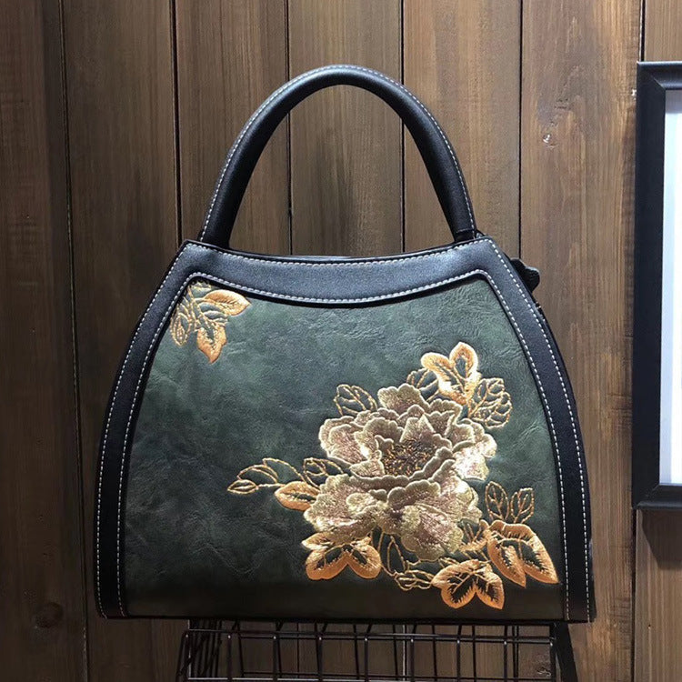Chinese Style Embroidery Luxury Handbag  Pu Leather Large Capacity Shoulder Bags Cjdropshipping