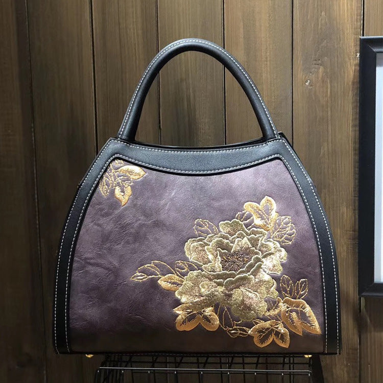 Chinese Style Embroidery Luxury Handbag  Pu Leather Large Capacity Shoulder Bags Cjdropshipping