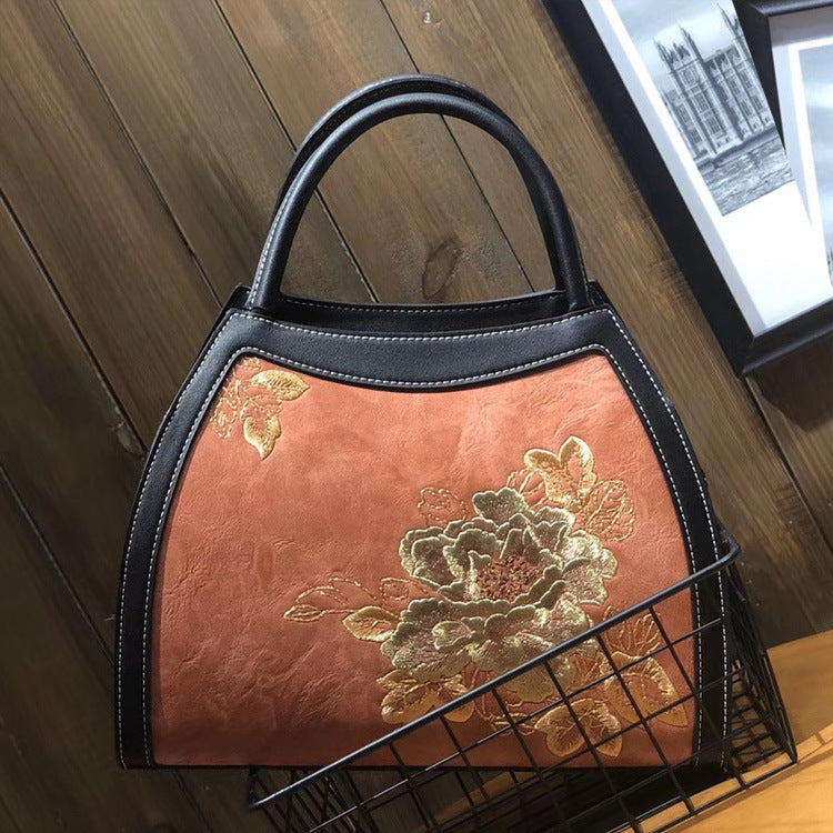 Chinese Style Embroidery Luxury Handbag  Pu Leather Large Capacity Shoulder Bags Cjdropshipping