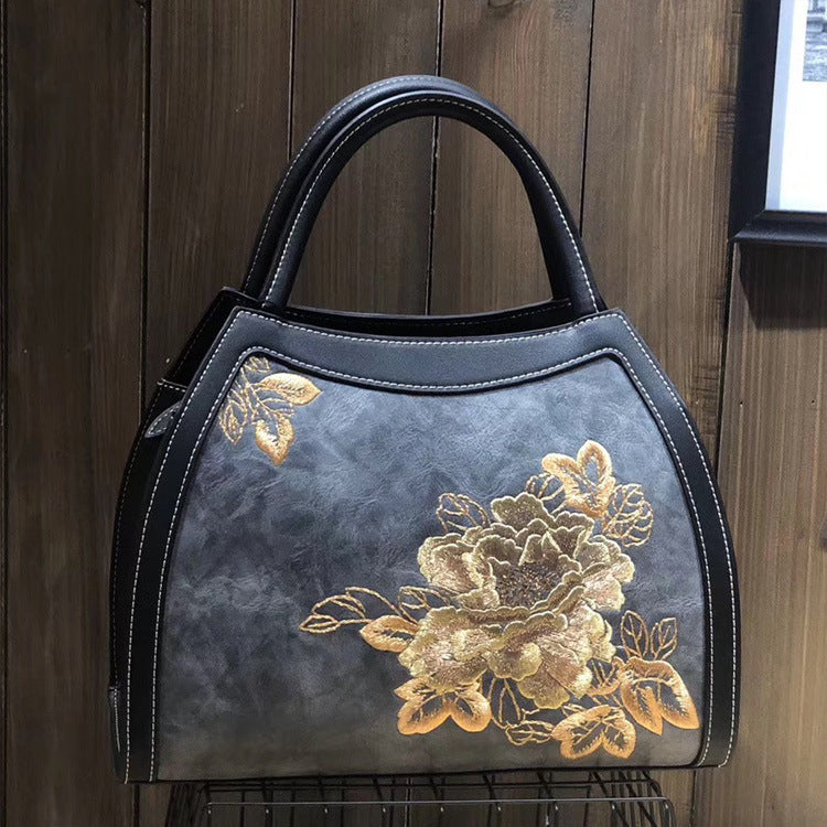 Chinese Style Embroidery Luxury Handbag  Pu Leather Large Capacity Shoulder Bags Cjdropshipping
