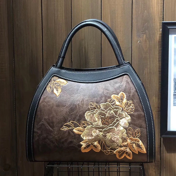 Chinese Style Embroidery Luxury Handbag  Pu Leather Large Capacity Shoulder Bags Cjdropshipping