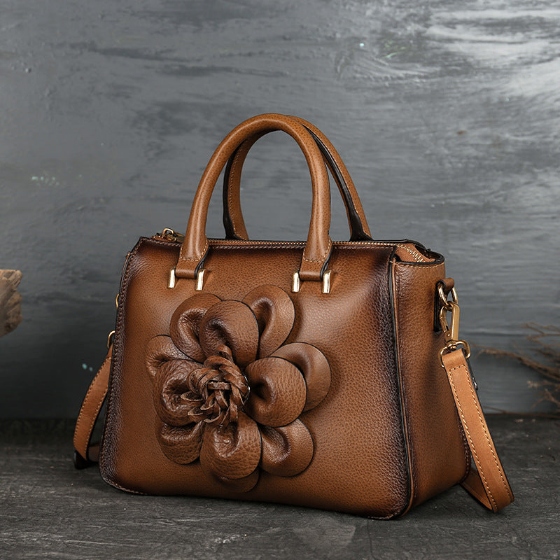 The New Square Bag Totem Leather Handbags Casual Floral Retro Women's Handbag Cjdropshipping