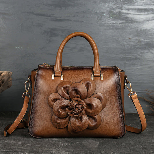 The New Square Bag Totem Leather Handbags Casual Floral Retro Women's Handbag Cjdropshipping