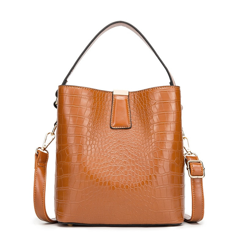 Crocodile Pattern Bucket Bags Leather Handbags Women Crossbody Bags Totes Ladies Shoulder Messenger Bag Female Purses eprolo