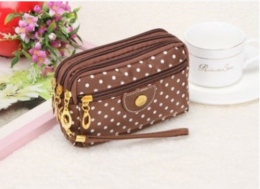 Canvas handbags handbags Korean version of the three-zipper multi-layer wallet hand bag packet phone change Cjdropshipping