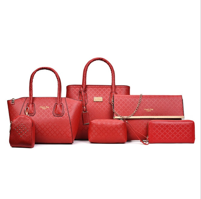 Women 6Pcsset Handbags Girls PU Leather Crossbody Bag Tote Casual Casual Bag Brand Designer Composite Messenger Bag Clutch Purse Wallet Cjdropshipping