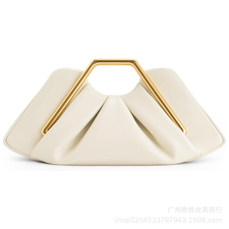 Cloud Bag pu hand-held dinner bag for ladies with a trimmed face, an exquisite storage pleated bag Hypersku