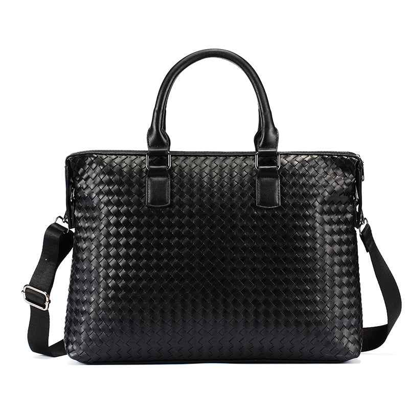 Men's Bag Leather Large Briefcase Hand Woven Luxury Handbags Business Tote Bags For Men High Quality Laptop Handbags Cjdropshipping