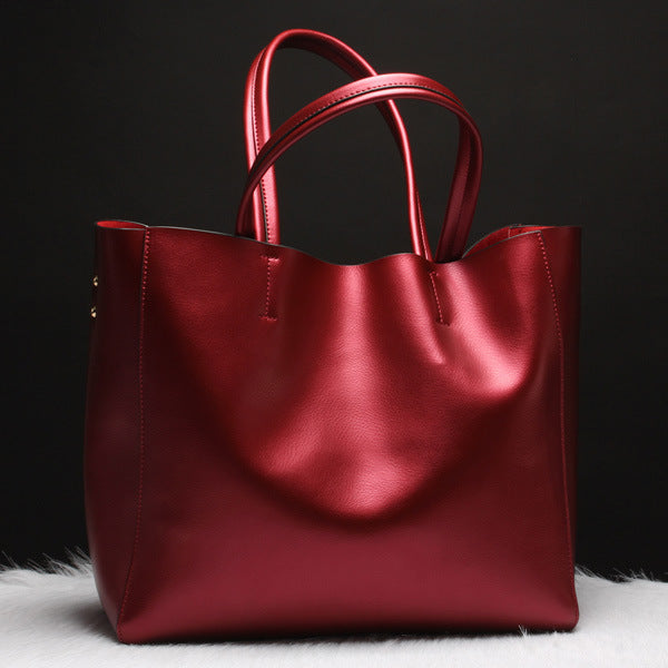 2018 new European and American fashion handbags female cowhide bag large capacity handbag a generation Classy’s