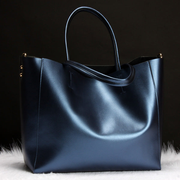 2018 new European and American fashion handbags female cowhide bag large capacity handbag a generation Classy’s