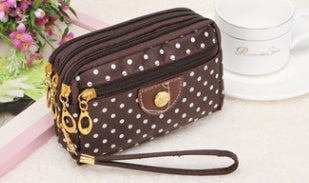 Canvas handbags handbags Korean version of the three-zipper multi-layer wallet hand bag packet phone change Cjdropshipping