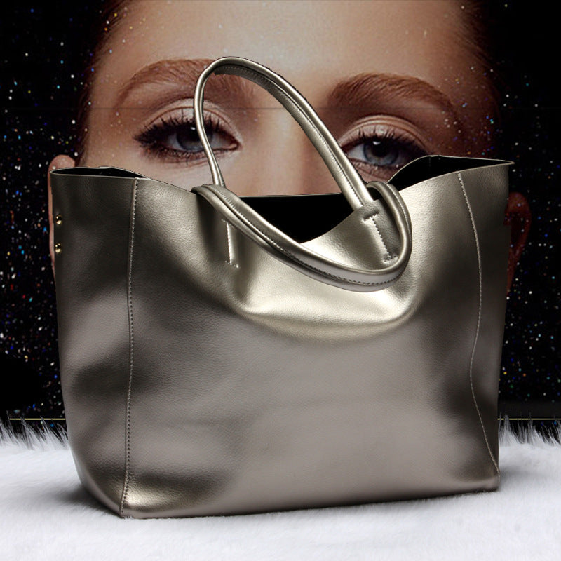 2018 new European and American fashion handbags female cowhide bag large capacity handbag a generation Classy’s