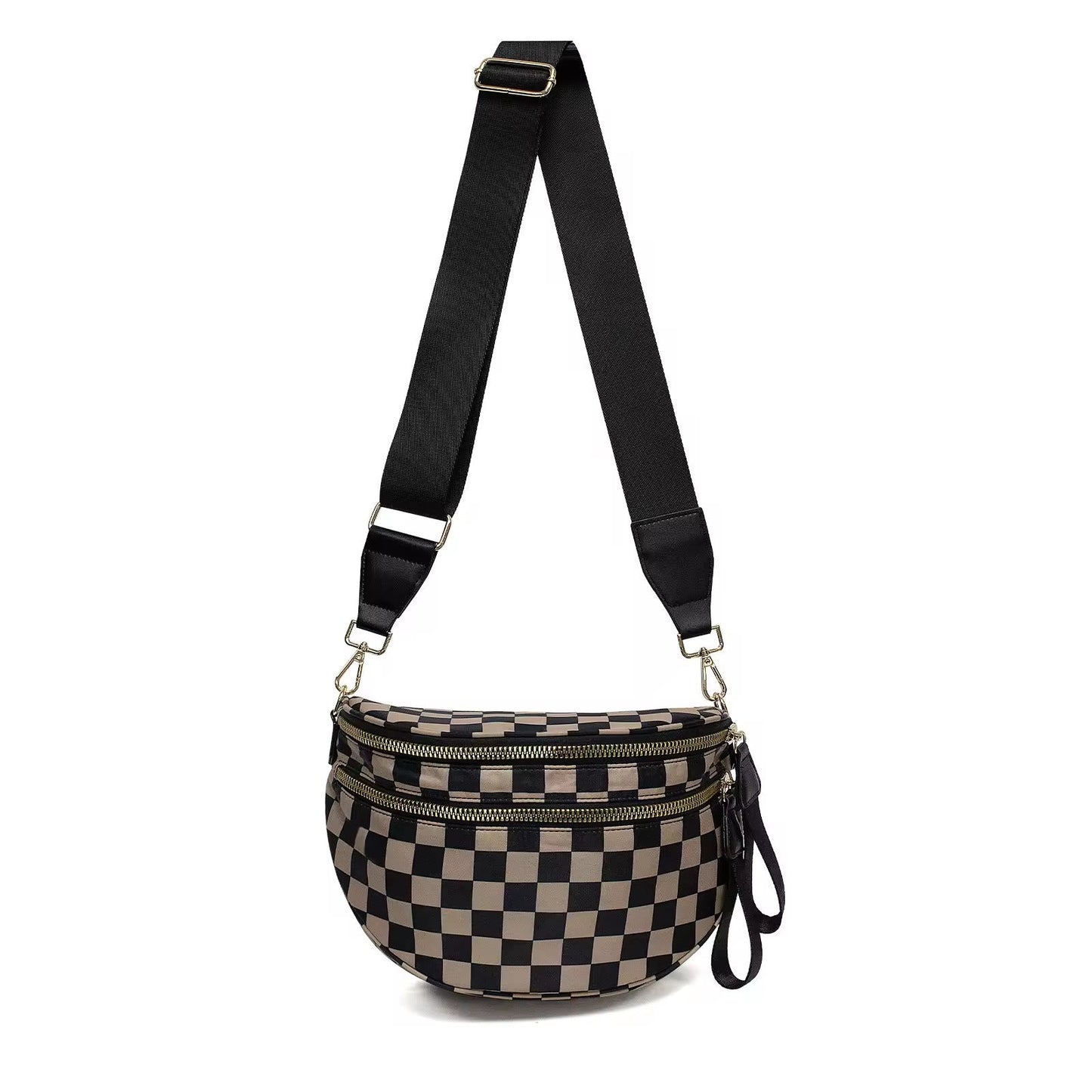 lulu's same style nylon single-shoulder bag for women, large-capacity checkered waist bag and crossbody bag Hypersku