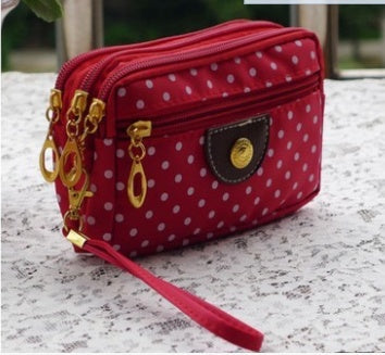 Canvas handbags handbags Korean version of the three-zipper multi-layer wallet hand bag packet phone change Cjdropshipping