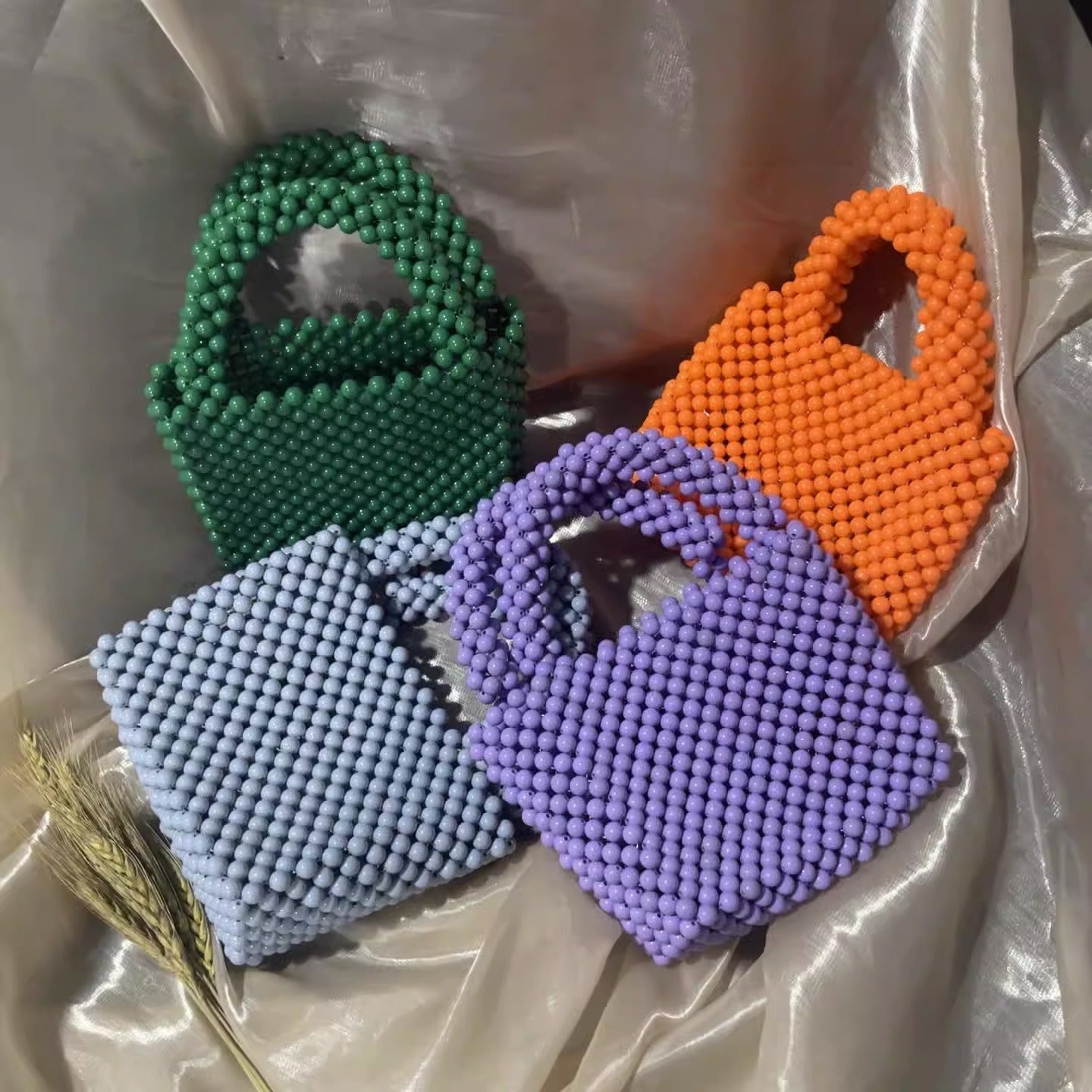Beaded Bags Fashion Solid Color Beaded Handbags eprolo