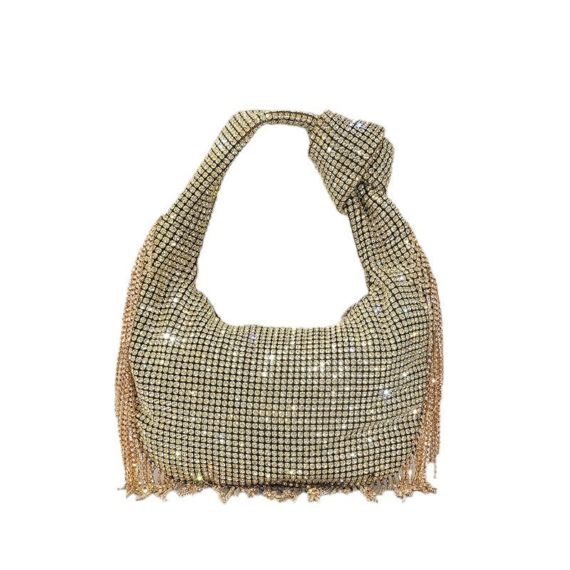 Fashion Tassel Rhinestone Women Handbags Designer Knotted Handle Hand Bags Luxury Diamonds Evening Party Purses Lady Clucth Bags eprolo