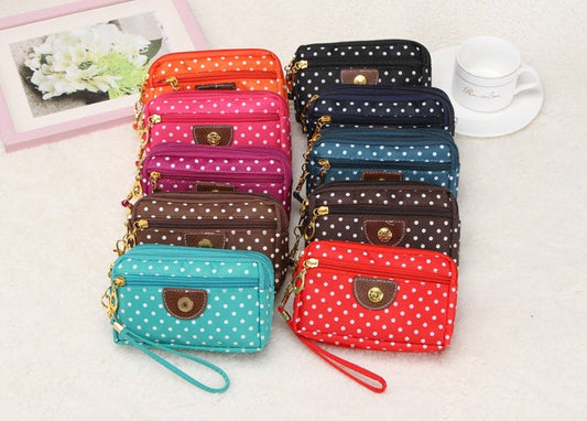 Canvas handbags handbags Korean version of the three-zipper multi-layer wallet hand bag packet phone change Cjdropshipping