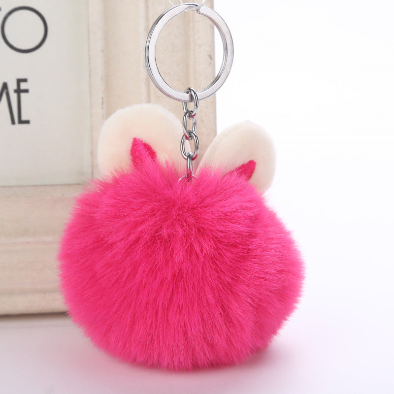 Cute Rabbit Ear Hair Ball Pendant Fur Fashion Handbags Accessories Plush Keychains Ornaments Plush Ball Pendant eprolo