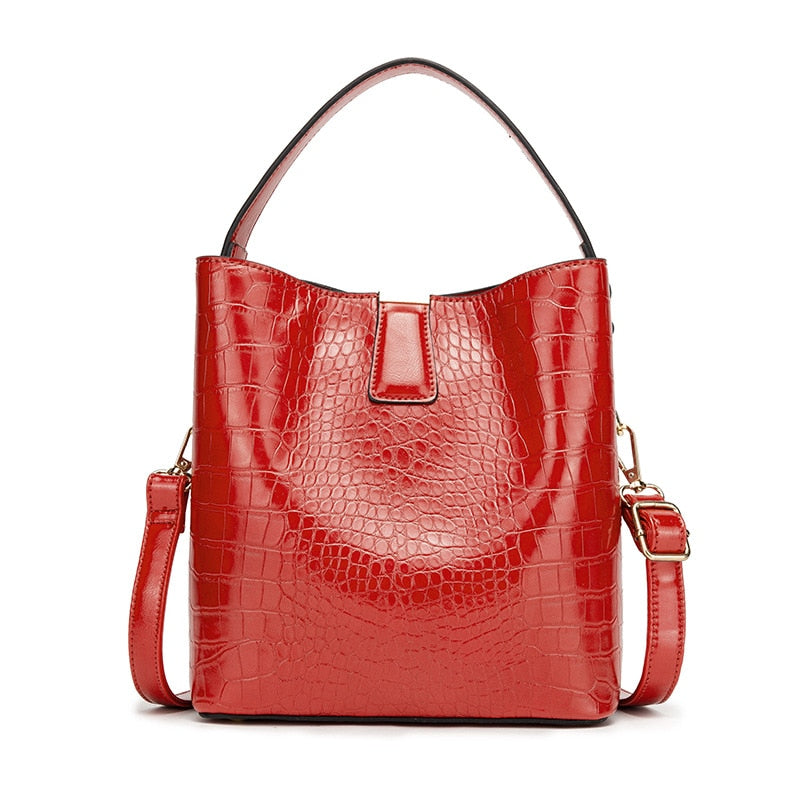 Crocodile Pattern Bucket Bags Leather Handbags Women Crossbody Bags Totes Ladies Shoulder Messenger Bag Female Purses eprolo