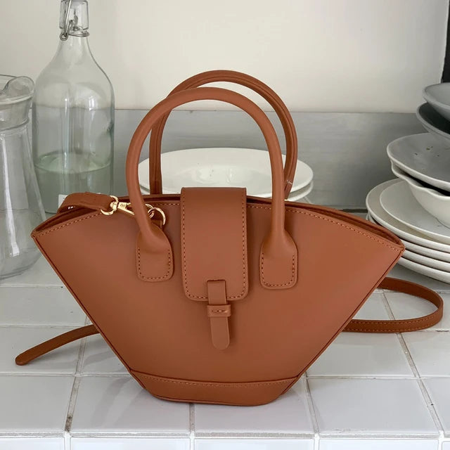 Vintage Shell Bags For Women Luxury Designer Handbags And Purses 2023 New In PU Top Handle Korean Small Shoulder Messenger Bag eprolo
