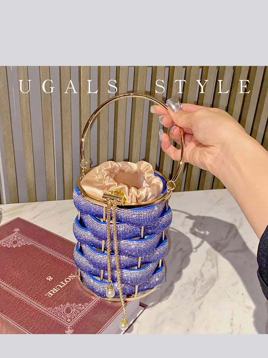 Woven Rhinestone Bucket Bag eprolo