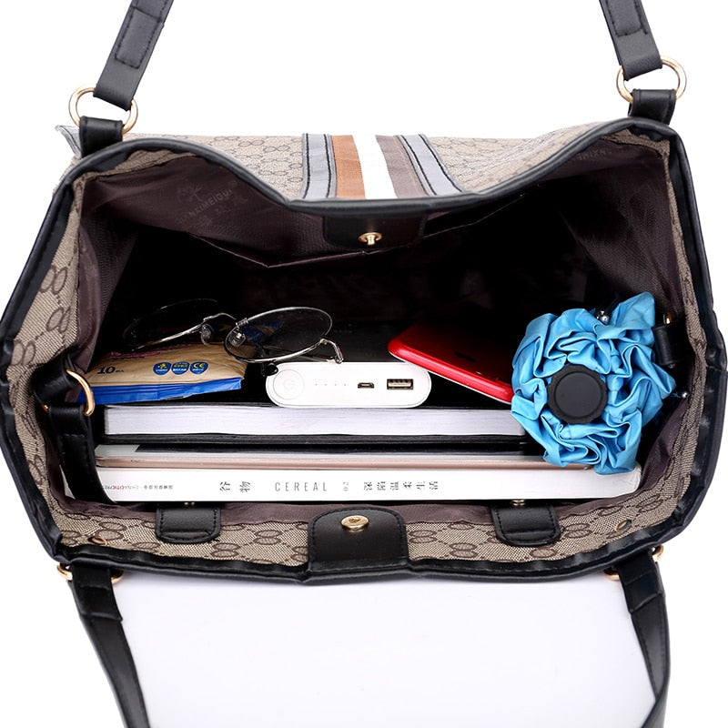 PU Fashion Color Print Rivet Shoulder Bag eprolo