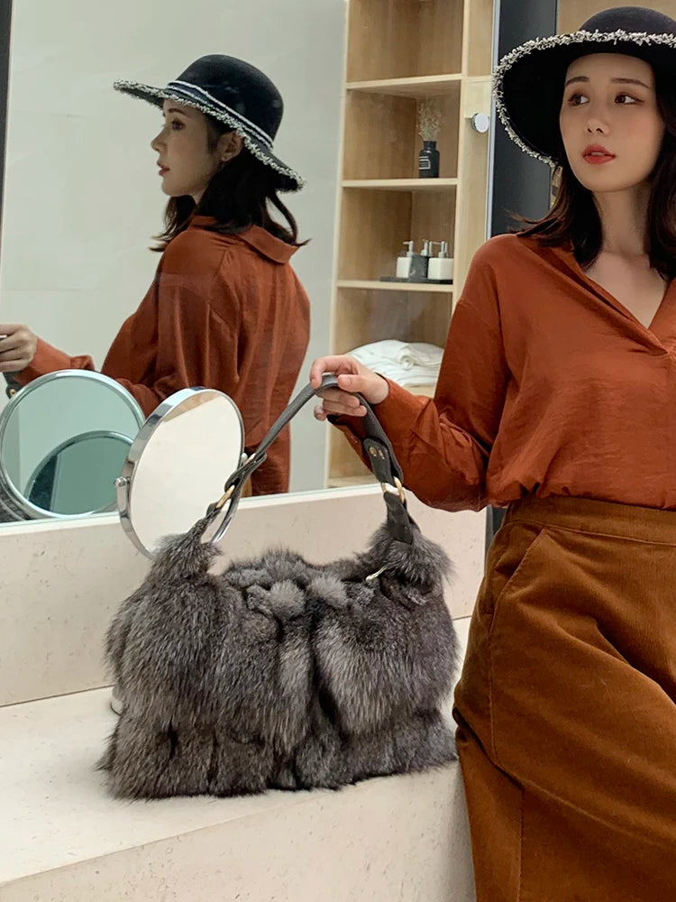 Real Fox Fur Winter Tote eprolo