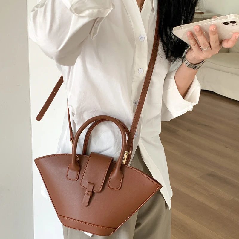Vintage Shell Bags For Women Luxury Designer Handbags And Purses 2023 New In PU Top Handle Korean Small Shoulder Messenger Bag eprolo