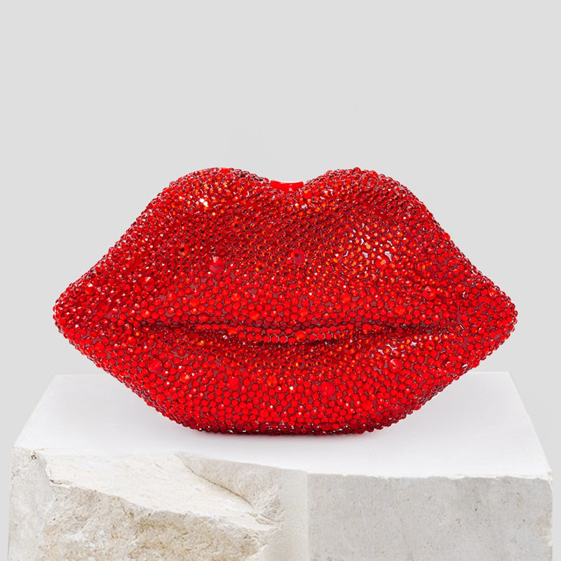 Mouth Shaped Rhinestone Evening Clutch Bags Wedding Women Novelty Crystal Dinner Dress Purses designer Ladies Chain Handbag eprolo