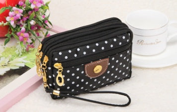 Canvas handbags handbags Korean version of the three-zipper multi-layer wallet hand bag packet phone change Cjdropshipping