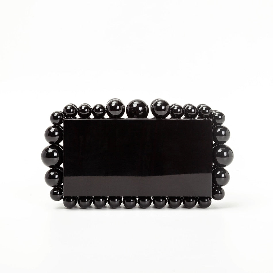 Gold Foil Beaded Acrylic Evening Clutch eprolo