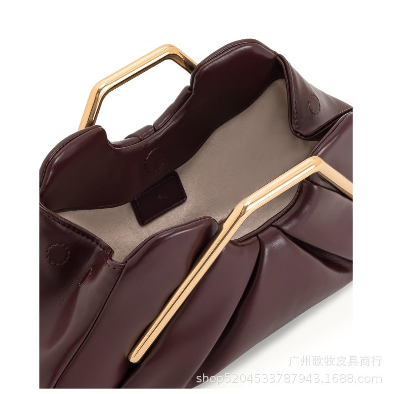 Cloud Bag pu hand-held dinner bag for ladies with a trimmed face, an exquisite storage pleated bag Hypersku