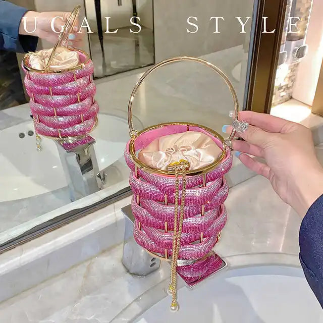 Woven Rhinestone Bucket Bag eprolo