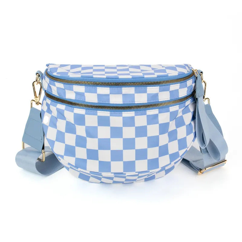 lulu's same style nylon single-shoulder bag for women, large-capacity checkered waist bag and crossbody bag Hypersku